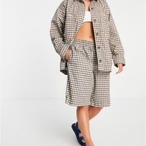 Topshop Brown and Cream Checkered Set